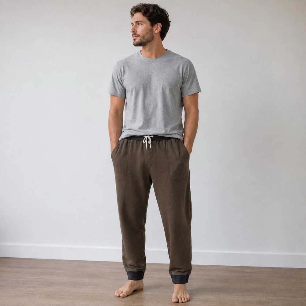 Pendleton Jogger Sweatpants Men's XL  Drawstring Pockets Olive Brown Terry Lined